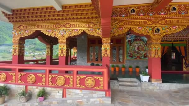 Beautiful Tdl Buddhist Monastery Architecture Design Morning Dirang Monastery Arunachal — Stock Video