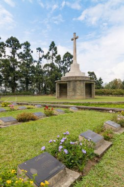 Kohima, Nagaland ve Hindistan 9 Mayıs 2022. Hindistan 'daki Kohima savaş mezarlığı manzarası..