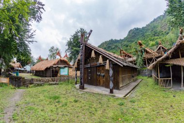 Kohima, nagaland India  9 may 2022.Traditional house in naga heritage village, Kohima, Nagaland, north-east India clipart