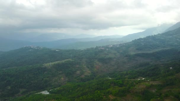 Вид Воздуха Красивый Пейзаж Гору Деревни Кохима Нагаленд Индии — стоковое видео