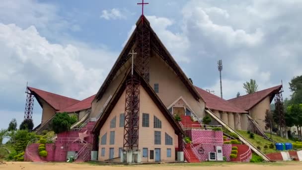 Kohima Nagaland India Lehet 2022 Segítség Mária Templom Kohima Székesegyház — Stock videók