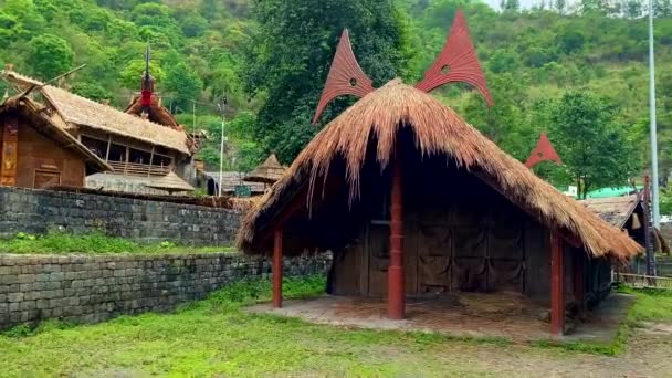Kohima Nagaland India May 2022 Traditional House Naga Heritage Village — 图库视频影像