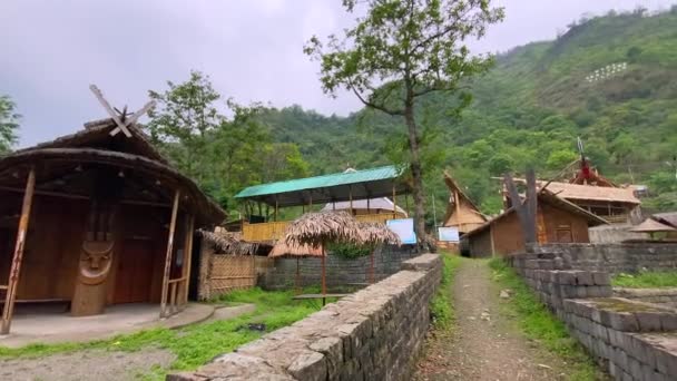 Kohima Nagaland India Мая 2022 Traditional House Naga Heritage Village — стоковое видео