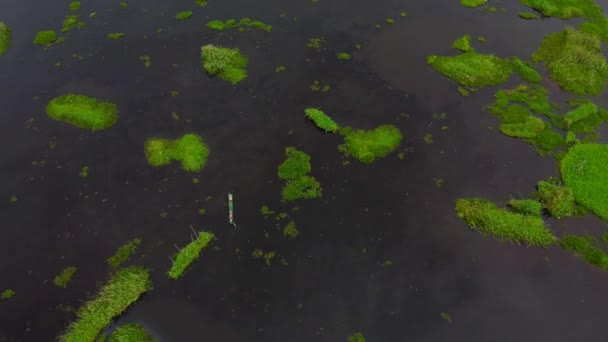 Vista Aérea Lago Loktak Maior Lago Água Doce Aldeia Thanga — Vídeo de Stock