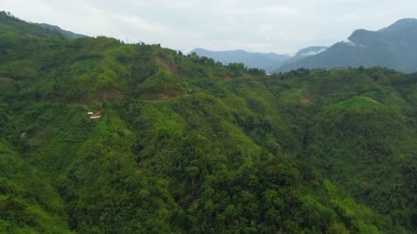 Légi Kilátás Gyönyörű Hegyi Völgy Nungba Közelében Rengpang Falu Természet — Stock videók