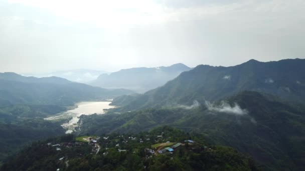 Letecký Pohled Krásné Horské Údolí Nungbě Ragailong Vesnice Khoupum Přehrady — Stock video