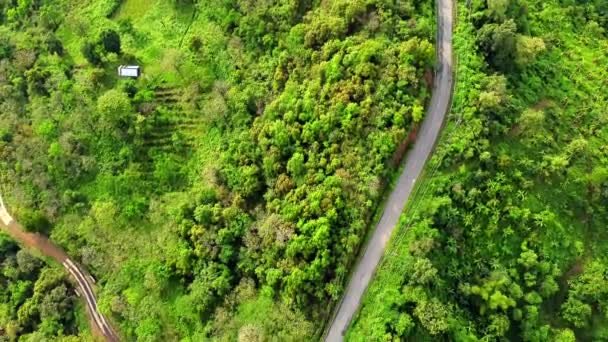 インドのカンポピマニアの美しい山と道路の景色の空中ビュー — ストック動画