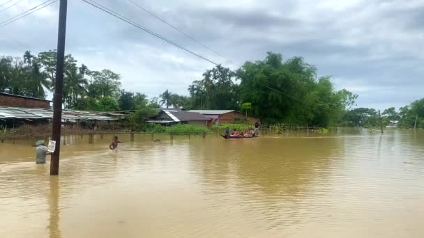 Silchar Assam India May 2022 2022 Monsoon Barak River Flows — Stock Video