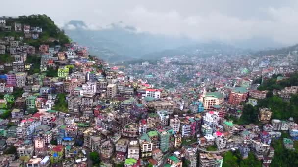 Luchtfoto Van Aizawl Stad Hoofdstad Van Mizoram Uitzicht Huizen Het — Stockvideo