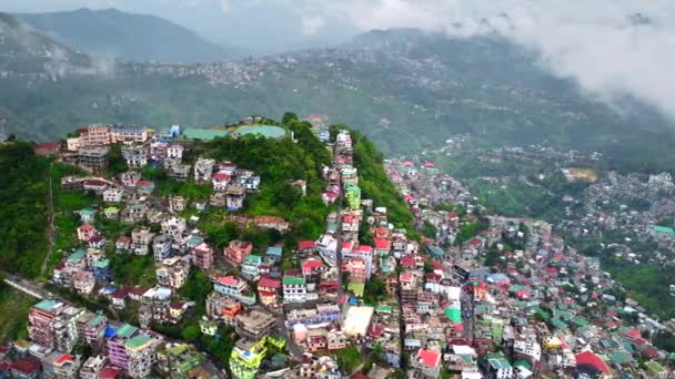 Luftaufnahme Der Aizawl Hauptstadt Von Misoram Blick Über Die Häuser — Stockvideo