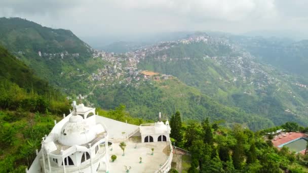 Luchtfoto Uitzicht Paradijs Aizawl Hoofdstad Van Mizoram Dit Architectonische Hotel — Stockvideo