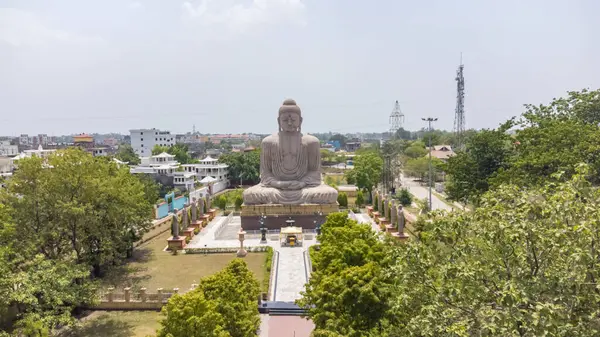 stock image  Aerial view of great buddha statue near mahabodhi temple in bodh gaya, bihar state of India