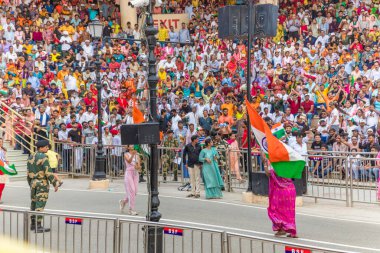 Wagah attari border, Punjab, India, 25 july 2022. Flag ceremony at India-Pakistan border near Amritsar, Punjab,India clipart