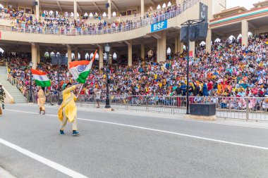 Wagah attari border, Punjab, India, 25 july 2022. Flag ceremony at India-Pakistan border near Amritsar, Punjab,India clipart