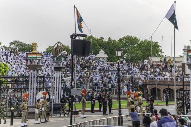 Wagah attari border, Punjab, India, 25 july 2022. Flag ceremony at India-Pakistan border near Amritsar, Punjab,India clipart