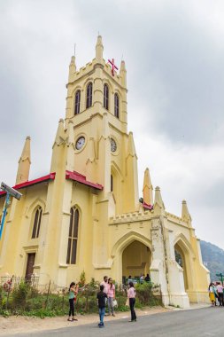 Shimla,Himachal Pradesh ,India, 24 july 2022.The ridge road is a large open space near christ church & hub of all cultural activities, located in the heart of shimla, the capital city of himachal pradesh, India. clipart