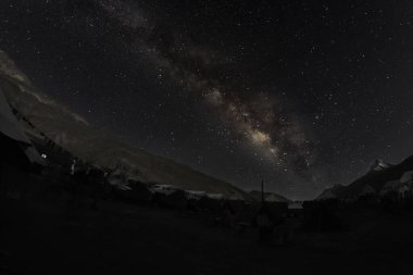 Breathtaking view of milkyway at chandrataal camp in spiti valley and lahaul himachal pradesh, India clipart