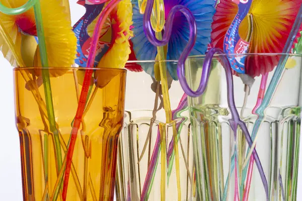 Party Glasses Straw — Stock Photo, Image