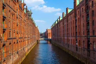 ünlü eski speicherstadt Hamburg'da, kırmızı tuğla ile inşa