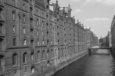 ünlü eski speicherstadt Hamburg'da, kırmızı tuğla ile inşa