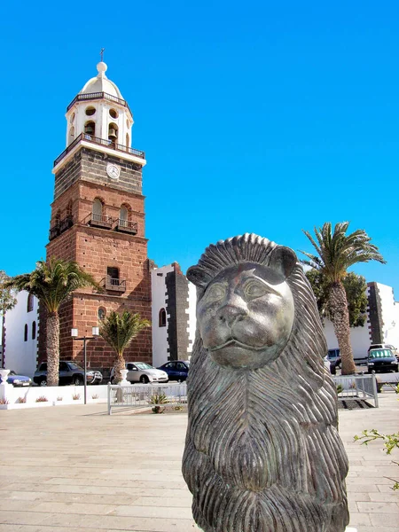 Clocktower Lion Central Market Square Teguise Lanzarote Spain — Stock Photo, Image
