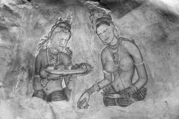 Sigiriya Sri Lanka August 2005 Sigiriya Maidens Fresco Sigiriya Sri — Stock Photo, Image