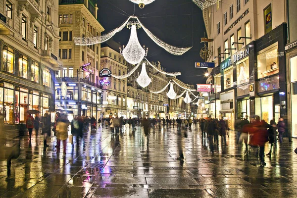 Wenen Oostenrijk November 2010 Beroemde Graben Straat Bij Nacht Wenen — Stockfoto