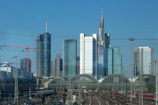 Frankfurt Alemanha Setembro 2013 Vista Para Horizonte Estação Ferroviária Central — Fotografia de Stock