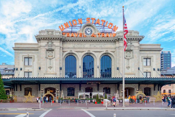 Денвер Сша Декабря 2019 Года Фасад Исторической Станции Union Station — стоковое фото