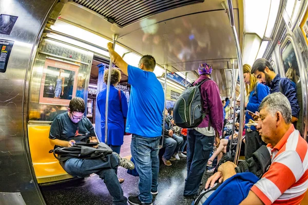 New York Usa Oct 2017 People Enter Leave Metro Station — Stock Photo, Image