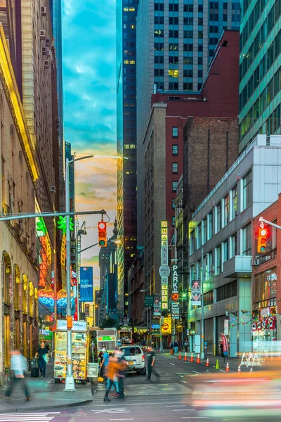 stock image NEW YORK, USA  OCT 5, 2017:  neon advertising of News, brands and theaters at times square in early morning. Times square is a symbol for New York life and amusement.