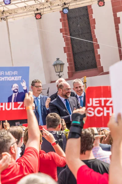Frankfurt Alemanha Ago 2017 Candidato Cancelamento Alemão Martin Schulz Realiza — Fotografia de Stock