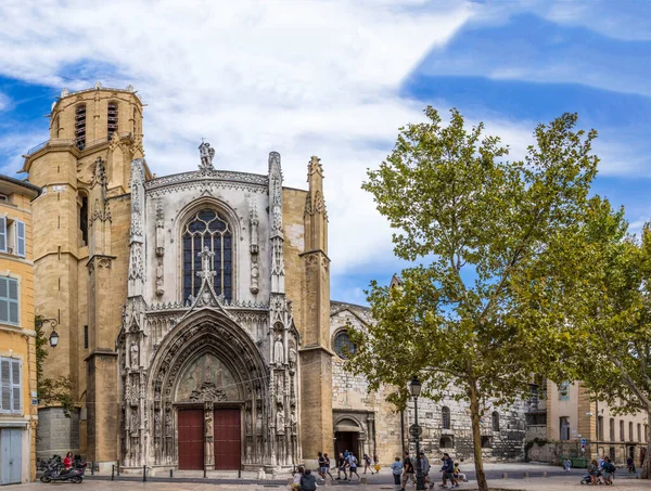 Aix Provence France Aug 2017 People Visit Famous Church Saint — Stock Photo, Image