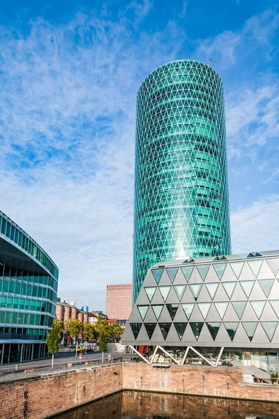 Frankfurt Alemania Octubre 2009 Frankfurt Westhafen Torre Río Main Zona — Foto de Stock