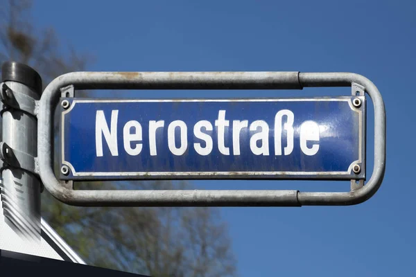 Street Name Nerostrasse Engl Nero Street Wiesbaden Germany — ストック写真
