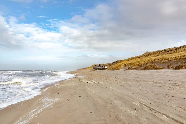 Naturskönt Landskap Sylt Med Hav Sanddyn Och Tom Strand Våren — Stockfoto