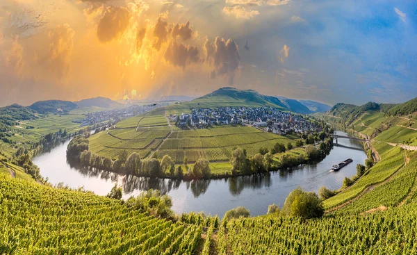Bucle Panorámico Del Río Moselle Leiwen Trittenheim Alemania — Foto de Stock