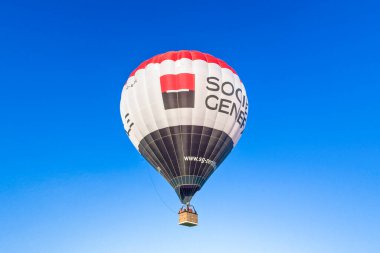 Frankfurt, Germany - October 25, 2008: scenic hot air balloon in Hesse starts in late afternoon light