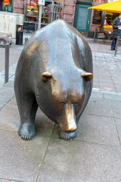 Frankfurt Germany December 2022 Bull Bear Statues Frankfurt Stock Exchange — Zdjęcie stockowe