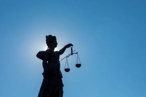 Standbeeld Van Lady Rechtvaardigheid Justitia Frankfurt Duitsland — Stockfoto