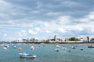 Arrecife, Spain - January 30, 2023: charco de San Gines in Lanzarote is a fishermens harbor designed by Cesar Manrique.