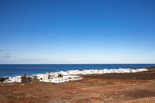 Scenic Old Volcano Golfo Canary Island Lanzarotesmall Village Golfo Timanfaya — Stockfoto