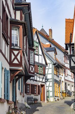 facade of medieval houses in the town of Kronberg, Germany