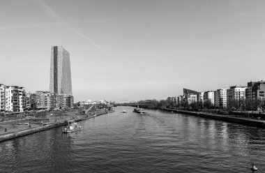 Frankfurt, Germany - March 18, 2015: The new seat of the European Central Bank in Frankfurt am Main, Germany. A 185 165-metre-twin-skyscraper located east of the city centre.