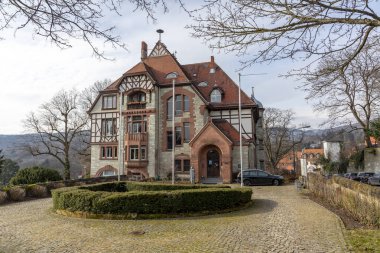 Kronberg, Germany - February 22, 2023: view to historic town hall in Kronberg, Germany,
