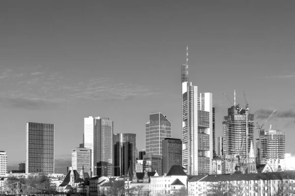 Malebný Pohled Panorama Frankfurtu Nad Mohanem Odrazem Panoramatu Řece Hlavní — Stock fotografie