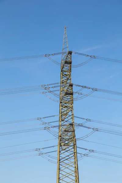 Electricity Pylon Clear Blue Sky Energy Symbol — стоковое фото