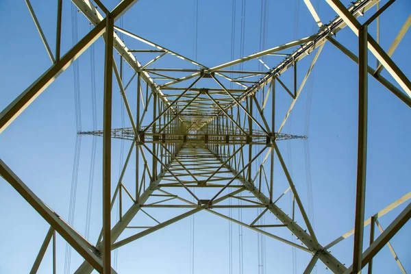 Detail Electricity Pylon Clear Blue Sky Energy Symbol — 图库照片