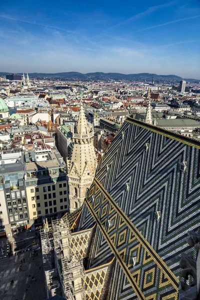 Veduta Vienna Dal Duomo Stephans Vienna Austria Cattedrale Due Piattaforme — Foto Stock