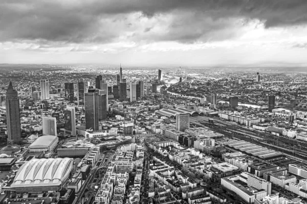 Frankfurt Alemania Nov 2017 Antena Frankfurt Con Nubes Oscuras Rascacielos —  Fotos de Stock